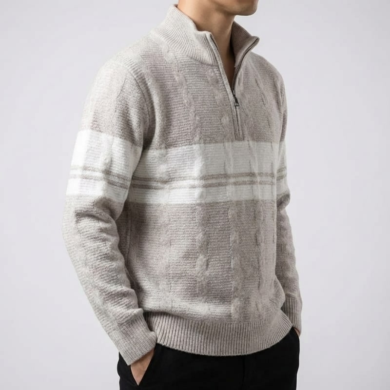 Montclair Men’s Quarter-Zip Sweater – Textured Knit Jumper