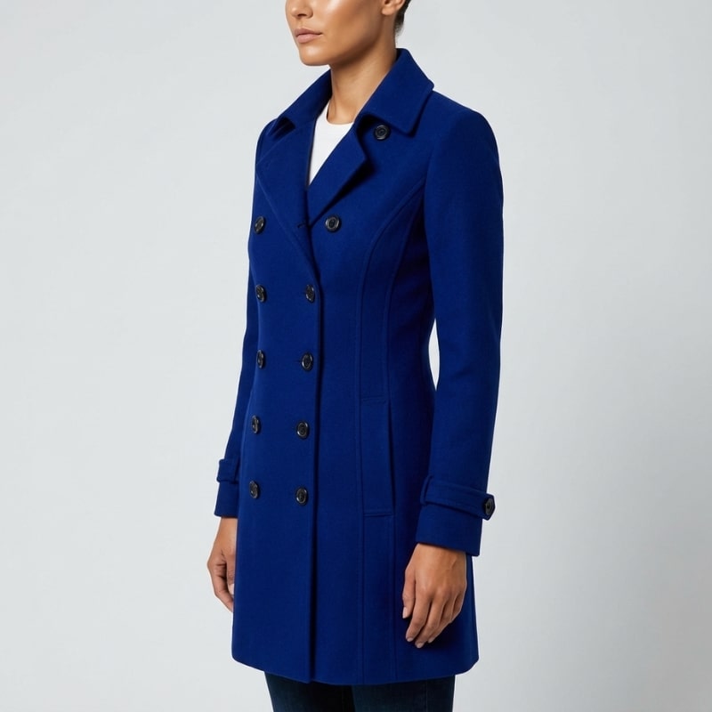 Keisha Women’s Trench Coat – Tailored Wool Blend Double-Breasted Coat