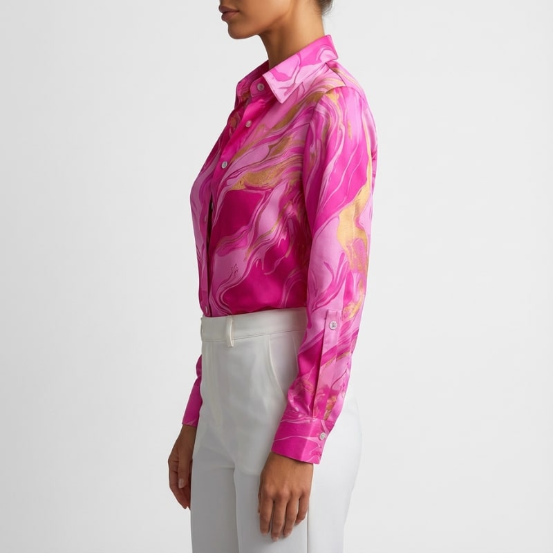 Azura Women’s Shirt – Satin Silk Button Up Shirt
