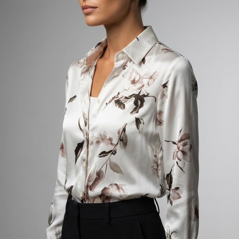Emma Women’s Blouse – Floral Lightweight Long Sleeve Shirt