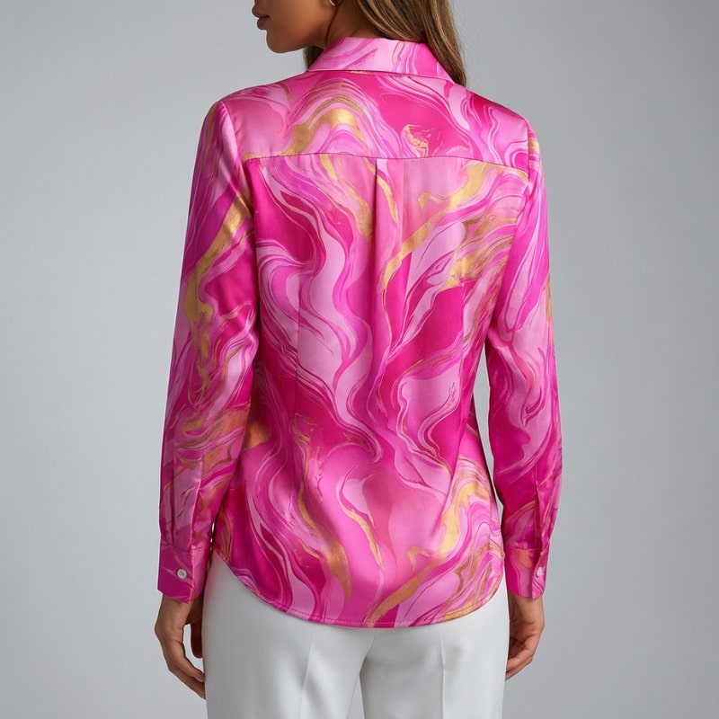 Azura Women’s Shirt – Satin Silk Button Up Shirt