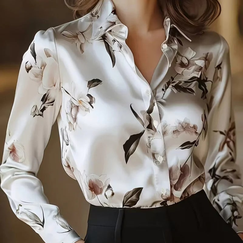Emma Women’s Blouse – Floral Lightweight Long Sleeve Shirt