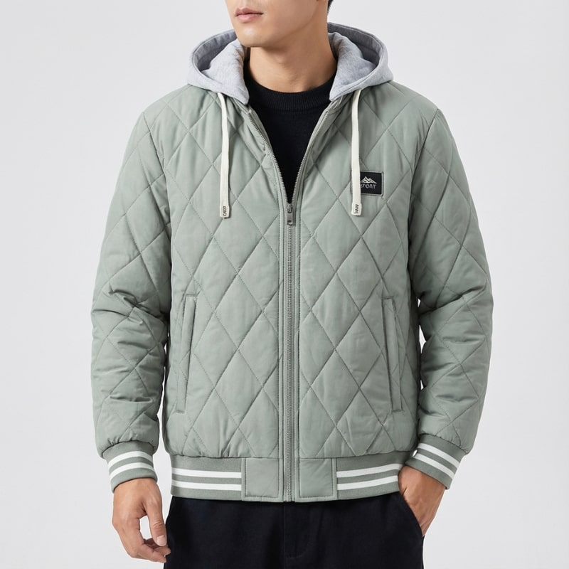 Jaime Men's Quilted Hooded Jacket – Regular Fit Cotton Padded Jacket