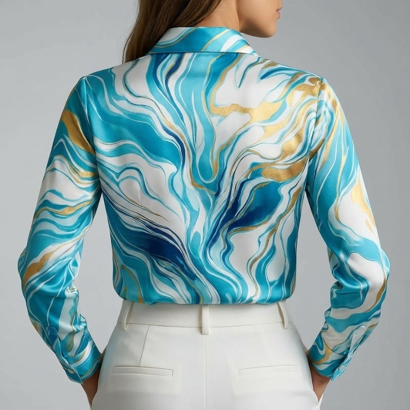 Azura Women’s Shirt – Satin Silk Button Up Shirt
