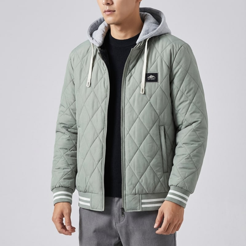 Jaime Men's Quilted Hooded Jacket – Regular Fit Cotton Padded Jacket