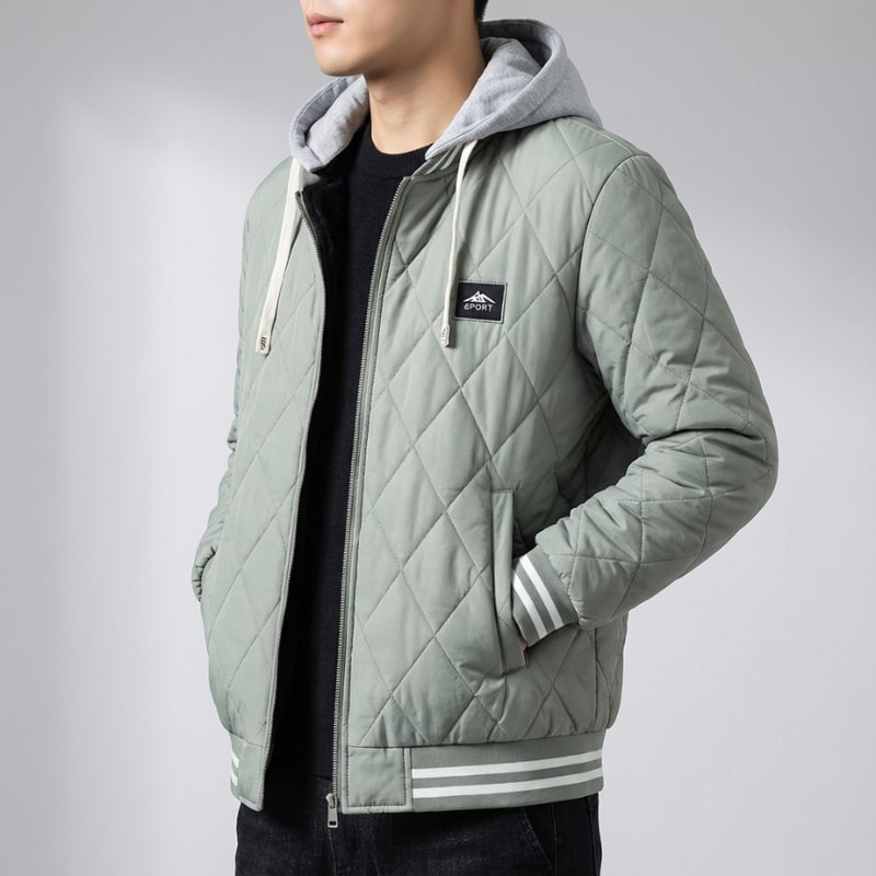 Jaime Men's Quilted Hooded Jacket – Regular Fit Cotton Padded Jacket