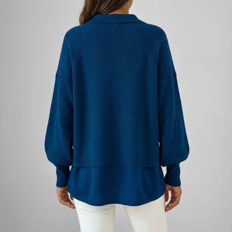 Shyrell Women’s Sweater – Relaxed Fit Collared V-Neck Sweater