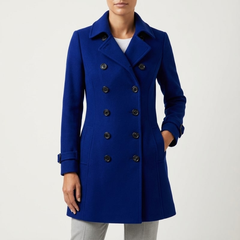 Keisha Women’s Trench Coat – Tailored Wool Blend Double-Breasted Coat