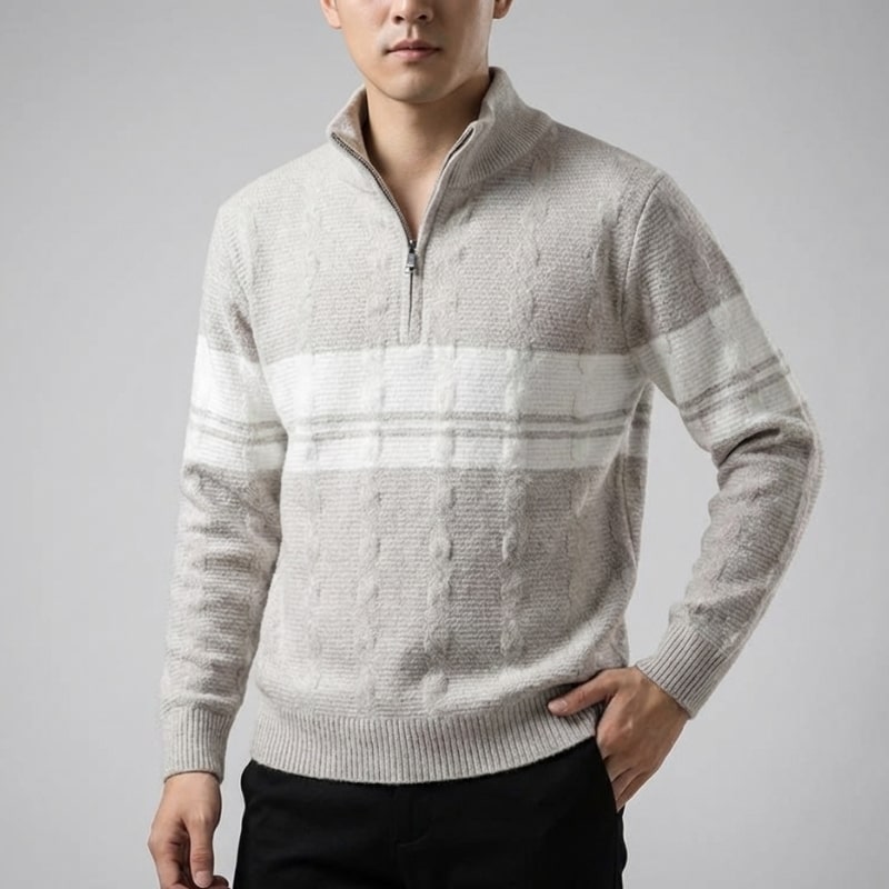 Montclair Men’s Quarter-Zip Sweater – Textured Knit Jumper