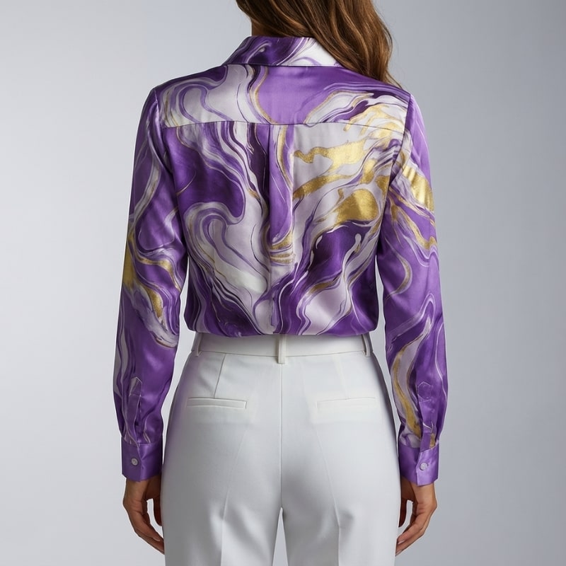 Azura Women’s Shirt – Satin Silk Button Up Shirt