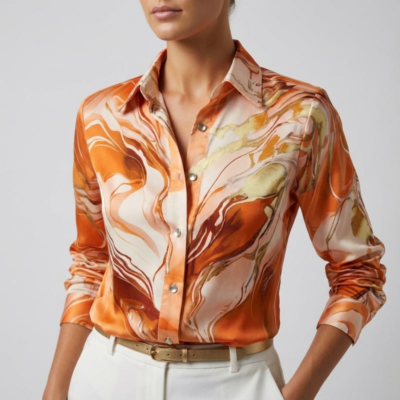 Azura Women’s Shirt – Satin Silk Button Up Shirt