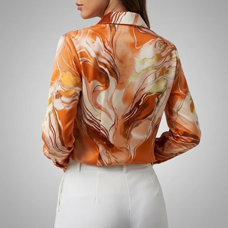 Azura Women’s Shirt – Satin Silk Button Up Shirt