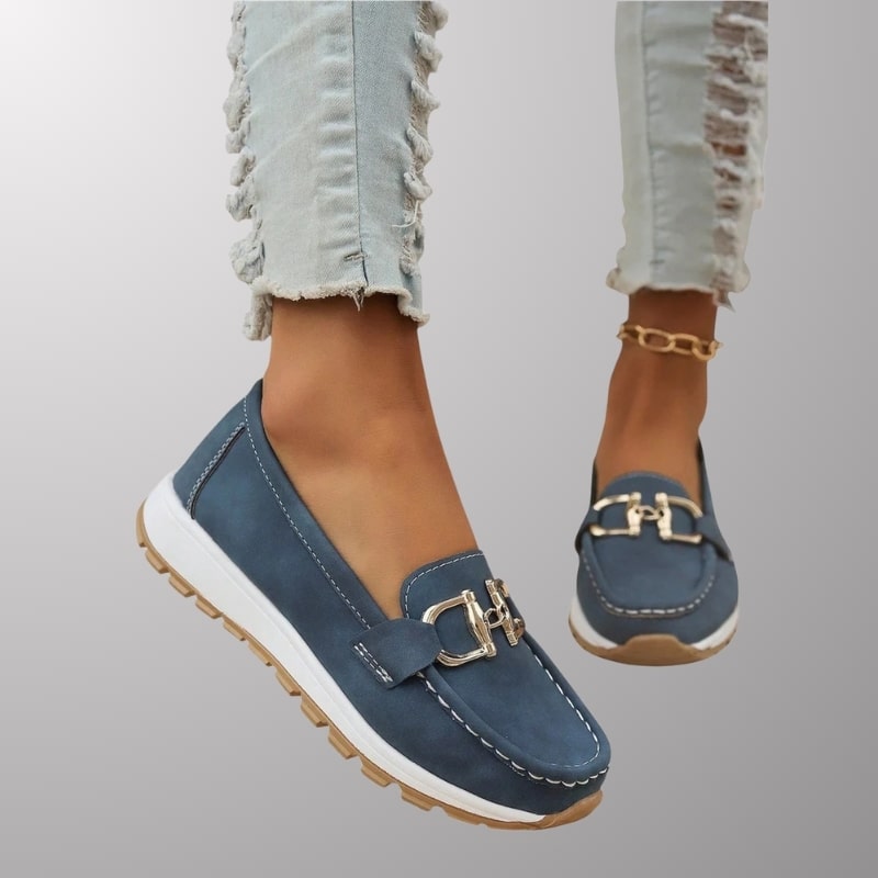 Keisha Women’s Slip-On Casual Shoes – Raised Sole Design with Polished Hardware Detail