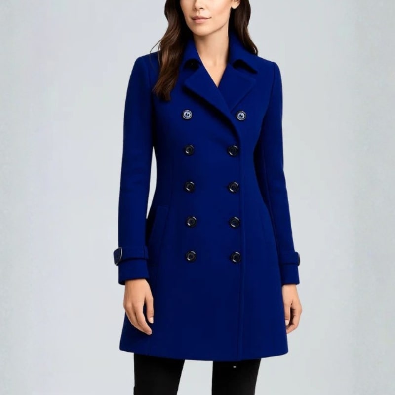 Keisha Women’s Trench Coat – Tailored Wool Blend Double-Breasted Coat