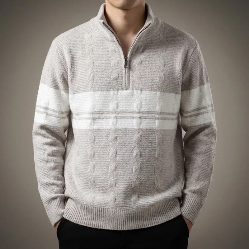 Montclair Men’s Quarter-Zip Sweater – Textured Knit Jumper