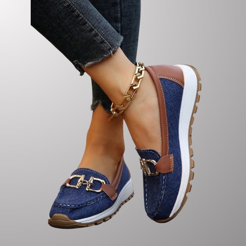 Keisha Women’s Slip-On Casual Shoes – Raised Sole Design with Polished Hardware Detail