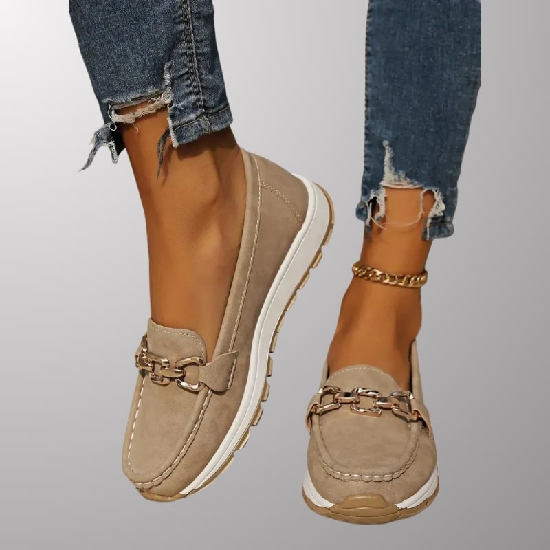 Keisha Women’s Slip-On Casual Shoes – Raised Sole Design with Polished Hardware Detail