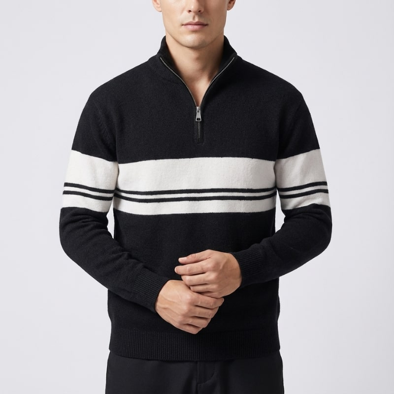 Montclair Men’s Quarter-Zip Sweater – Textured Knit Jumper