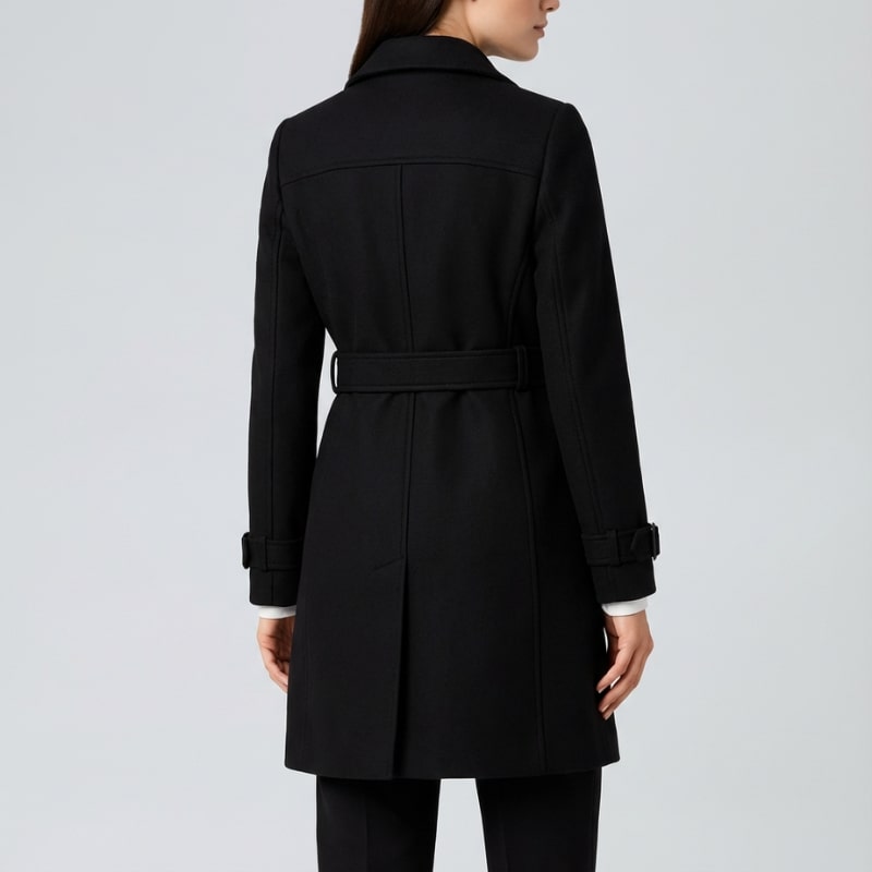 Keisha Women’s Trench Coat – Tailored Wool Blend Double-Breasted Coat
