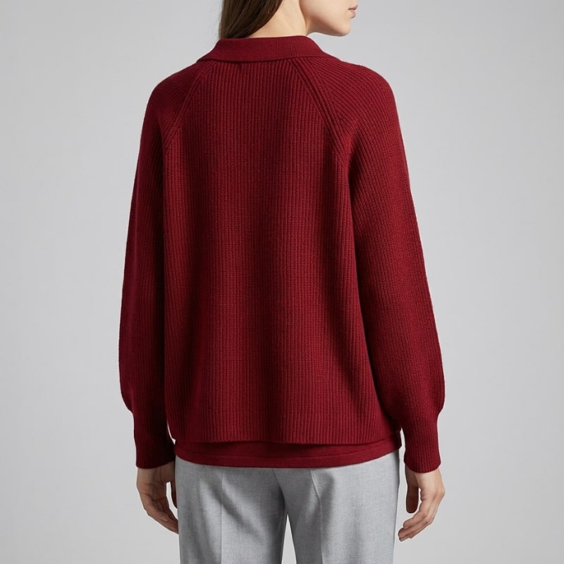 Shyrell Women’s Sweater – Relaxed Fit Collared V-Neck Sweater