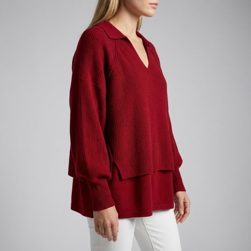 Shyrell Women’s Sweater – Relaxed Fit Collared V-Neck Sweater