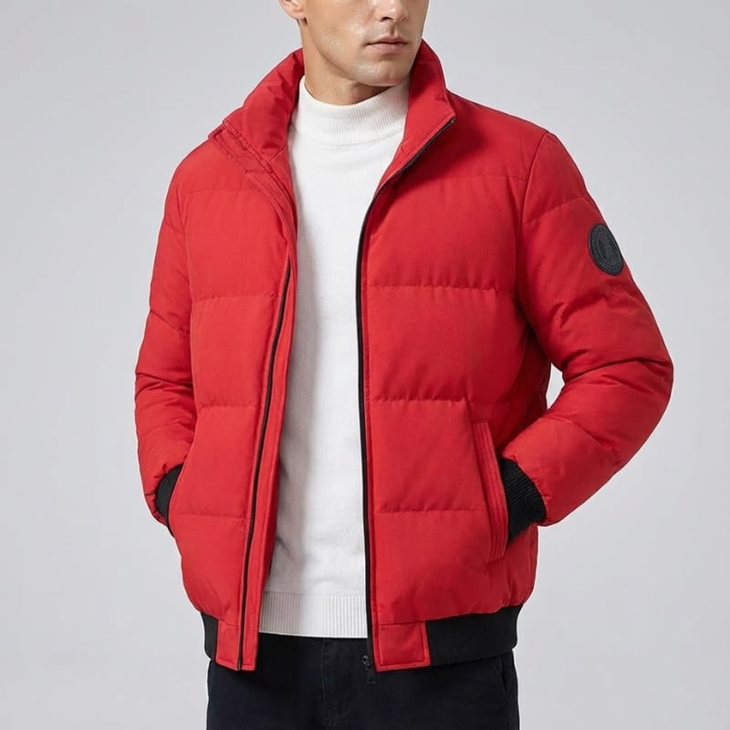 Ronie Men’s Puffer Jacket – Insulated Winter Jacket with Ribbed Trim