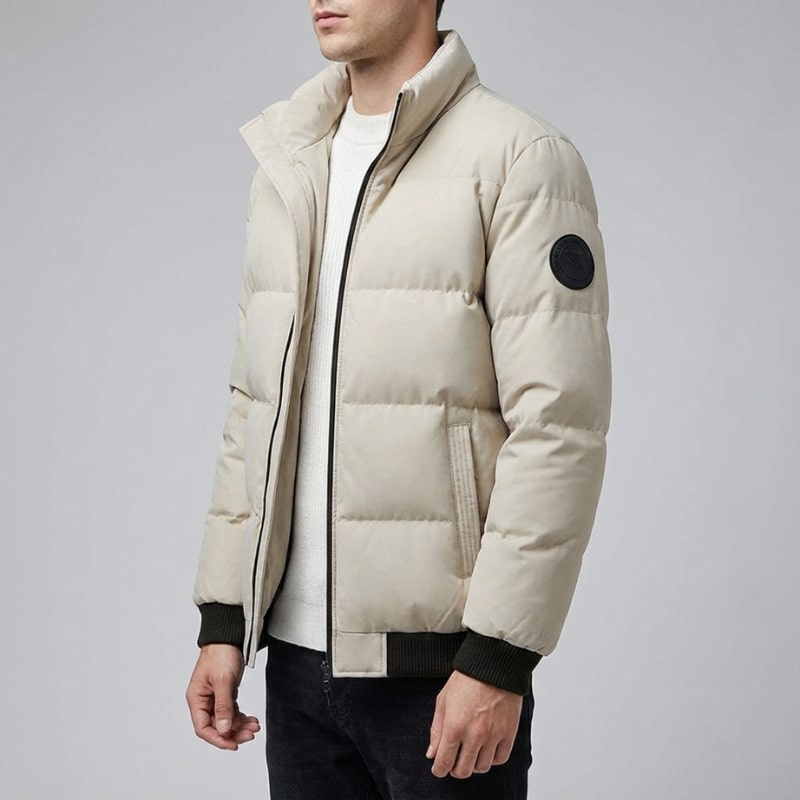 Ronie Men’s Puffer Jacket – Insulated Winter Jacket with Ribbed Trim