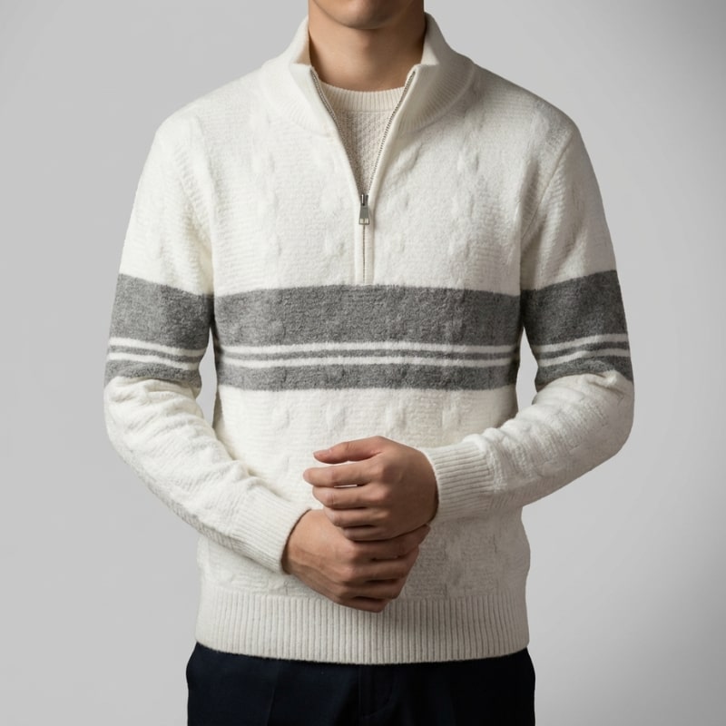 Montclair Men’s Quarter-Zip Sweater – Textured Knit Jumper