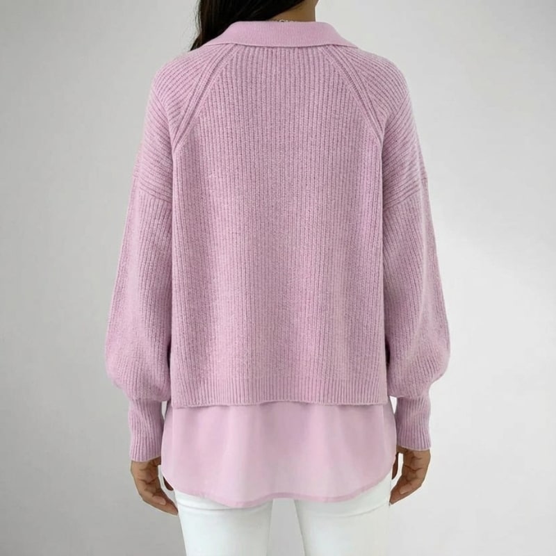 Shyrell Women’s Sweater – Relaxed Fit Collared V-Neck Sweater