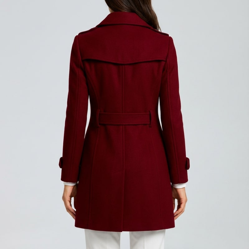 Keisha Women’s Trench Coat – Tailored Wool Blend Double-Breasted Coat