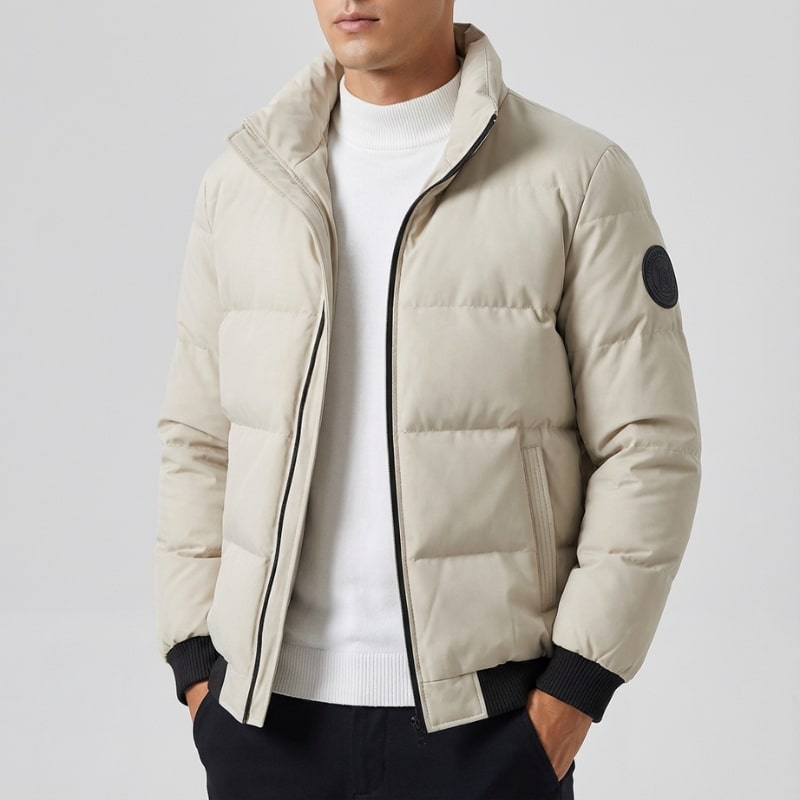 Ronie Men’s Puffer Jacket – Insulated Winter Jacket with Ribbed Trim