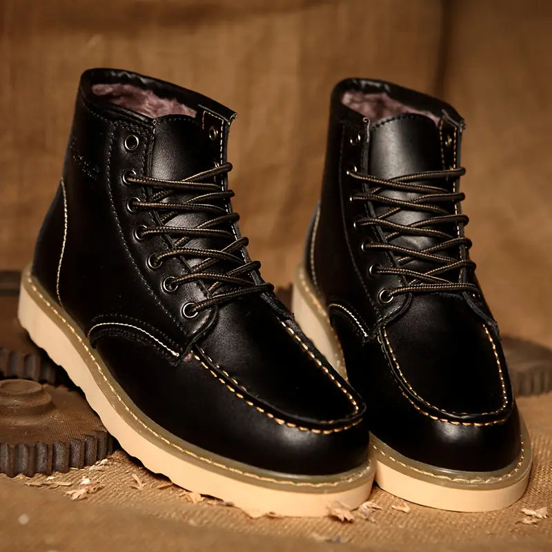 Hugo Men’s Leather Winter Boots – Cowhide with Fur Lining