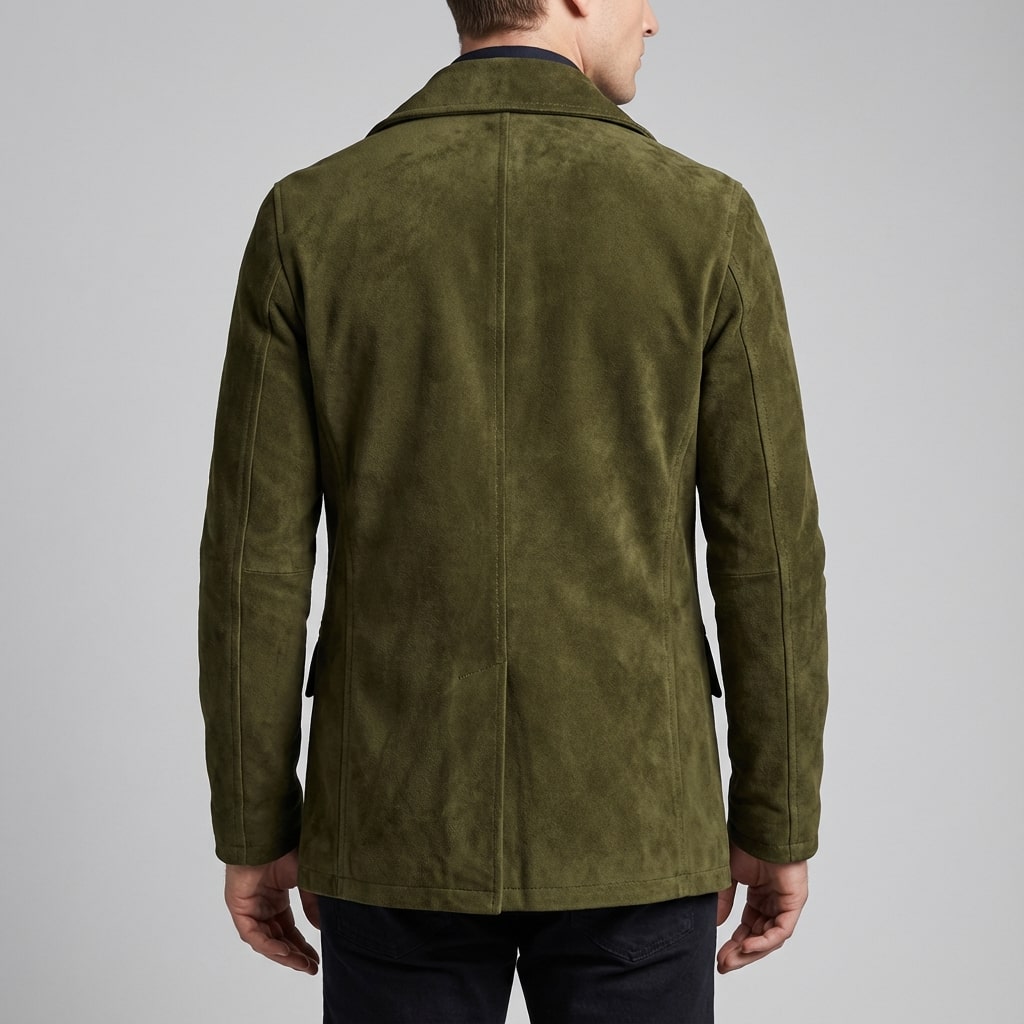 Roderick Men’s Pea Coat – Tailored Suede Jacket