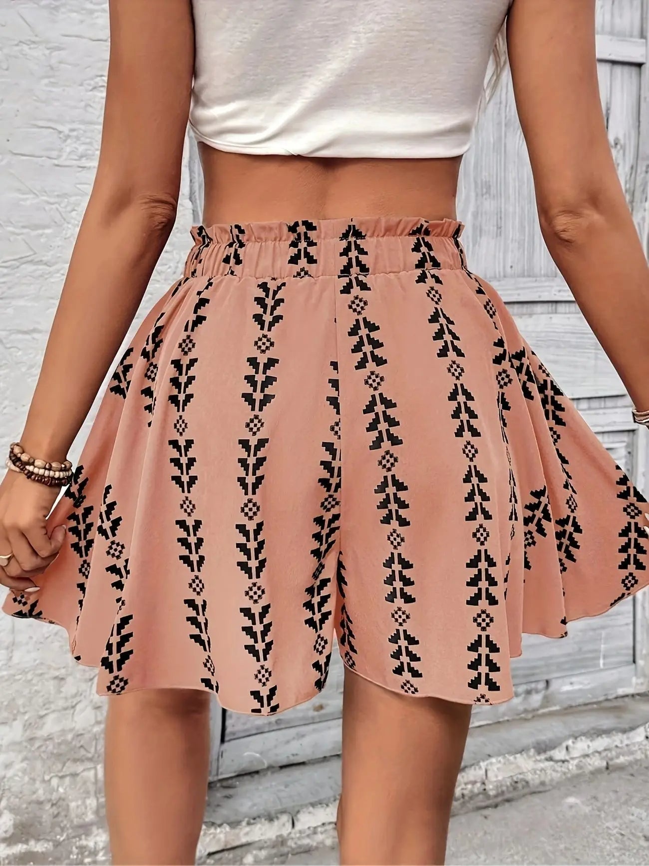 Zaira Boho Flare High-Rise Shorts – Flowy Cotton Blend Summer Shorts