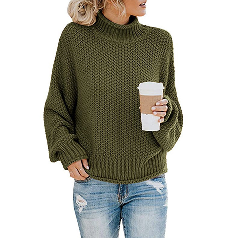 Sophie Women's Turtleneck Pullover – Chunky Knit Sweater with Relaxed Fit