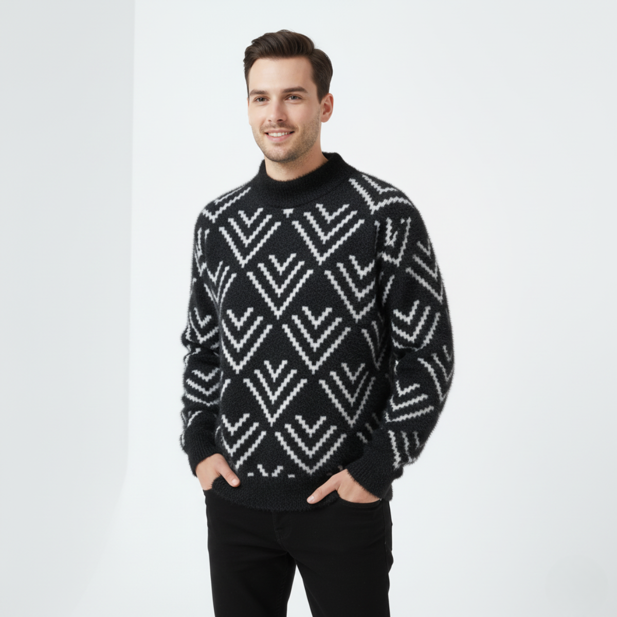 Isaac Men’s Knitted Jumper – Plush Soft Knit Crew Neck Sweater