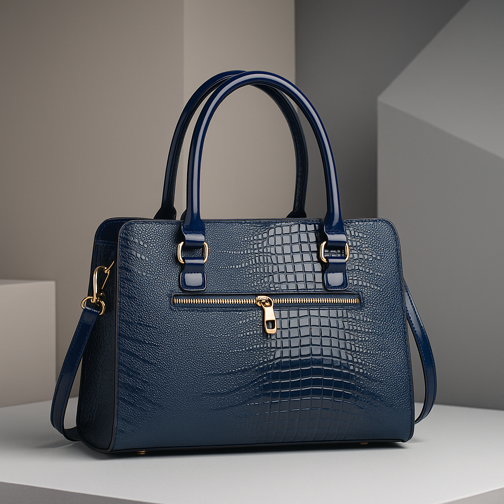 Martina Women’s Handbag – Croc-Embossed Structured Leather Bag