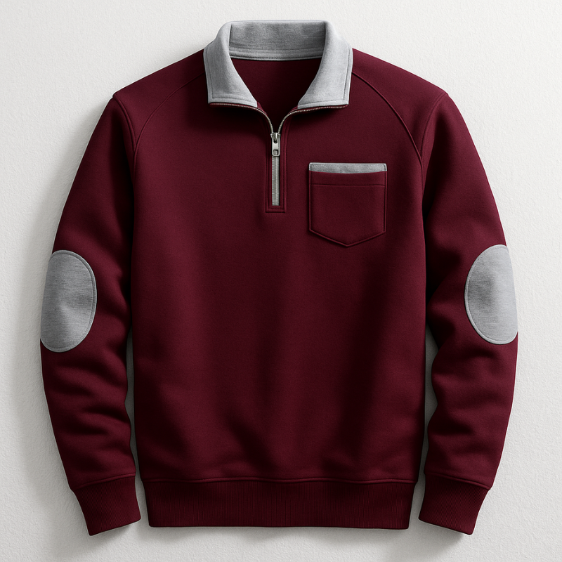 Elio Men’s Quarter-Zip Pullover – Cotton Midweight Layering Knit