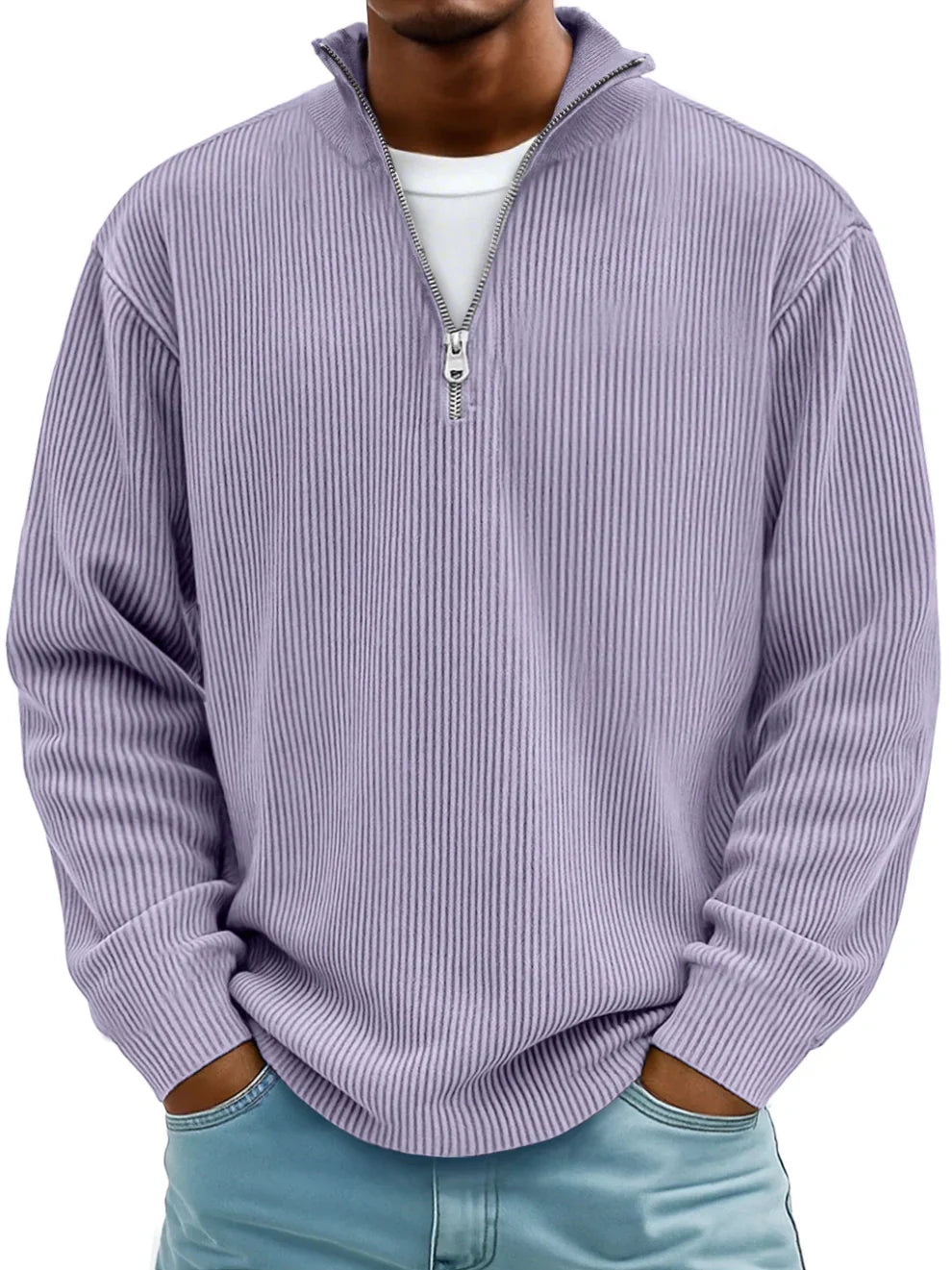 Riccardo Men’s Half-Zip Sweater – Ribbed Knit & Relaxed Fit