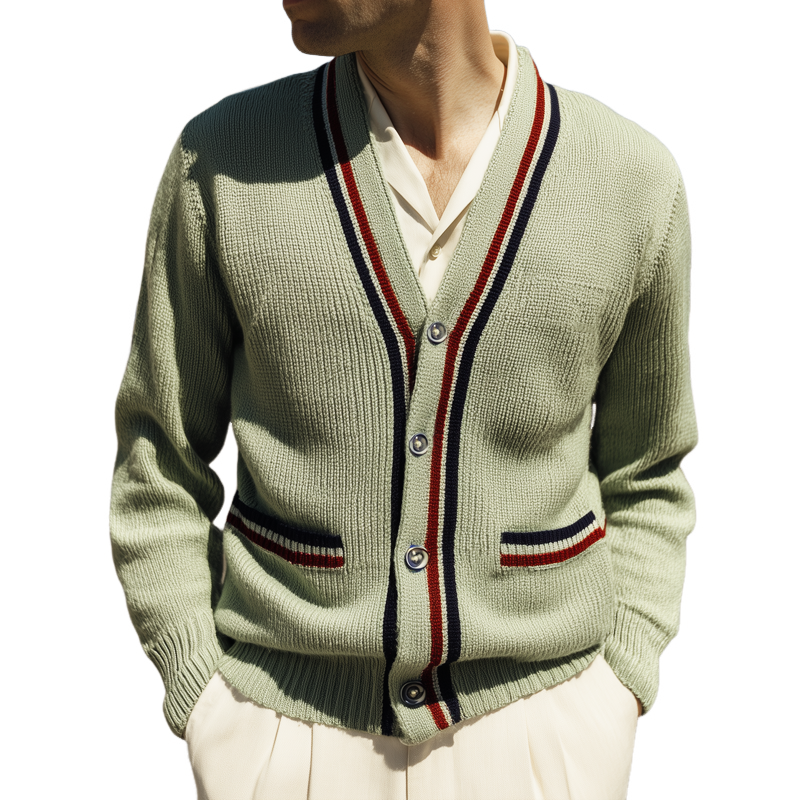 Brannox Men’s Cardigan –  V-Neck Wool Blend Sweater