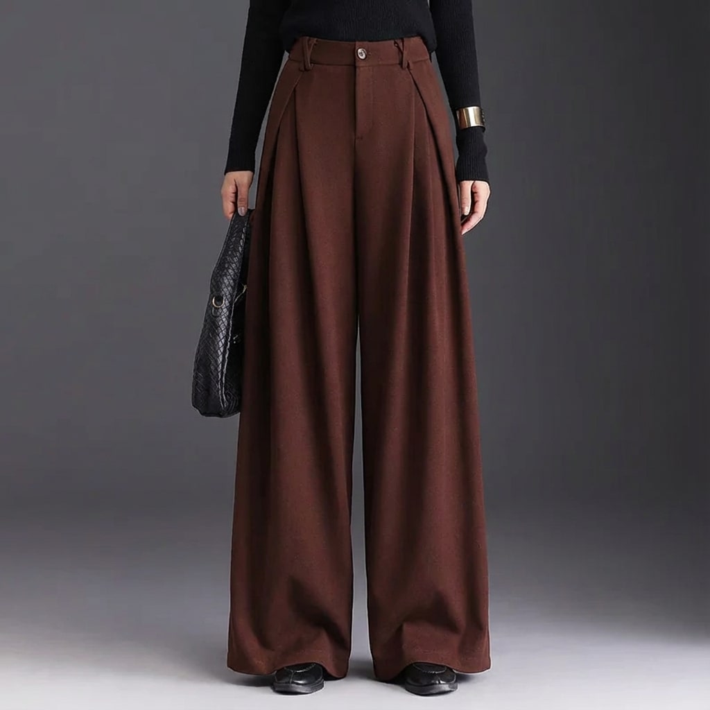 Marseille Women’s Wide-Leg Trousers – Wool-Look Pleated Pants