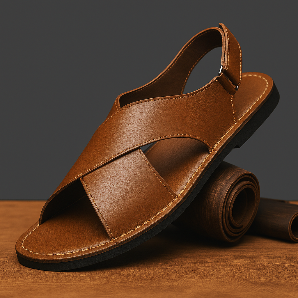 Gerard Genuine Leather Cross Wrap Sandals – Cushioned Casual Summer Footwear