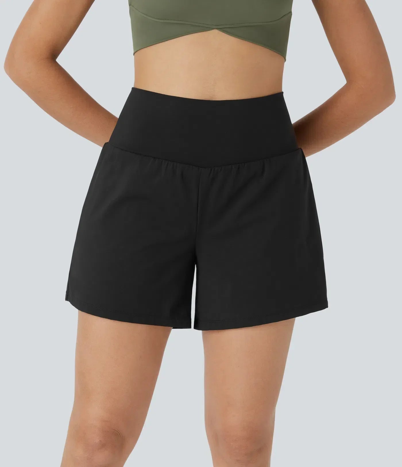 Aria Performance High Waist Yoga Shorts – Double Layer Pocket Active Fit