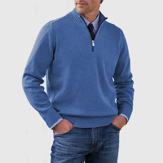 Ellison Men’s Half-Zip Knit Sweater – Tailored Fit Soft Breathable Pullover