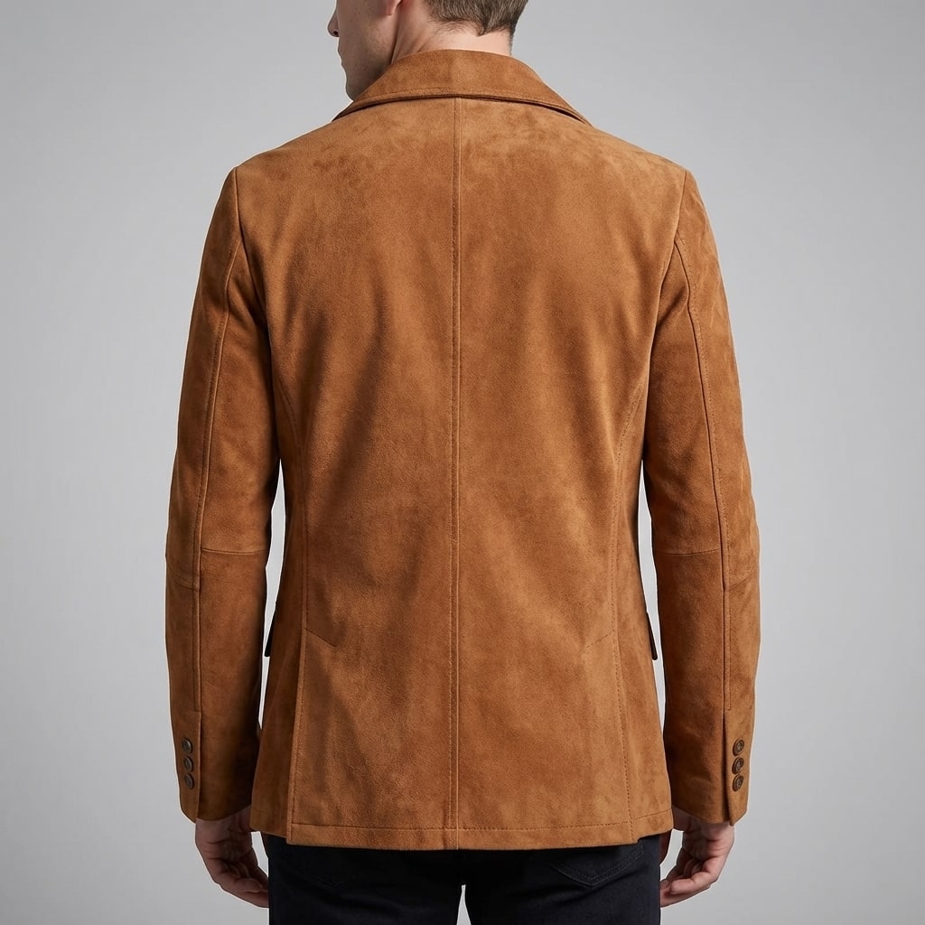 Roderick Men’s Pea Coat – Tailored Suede Jacket