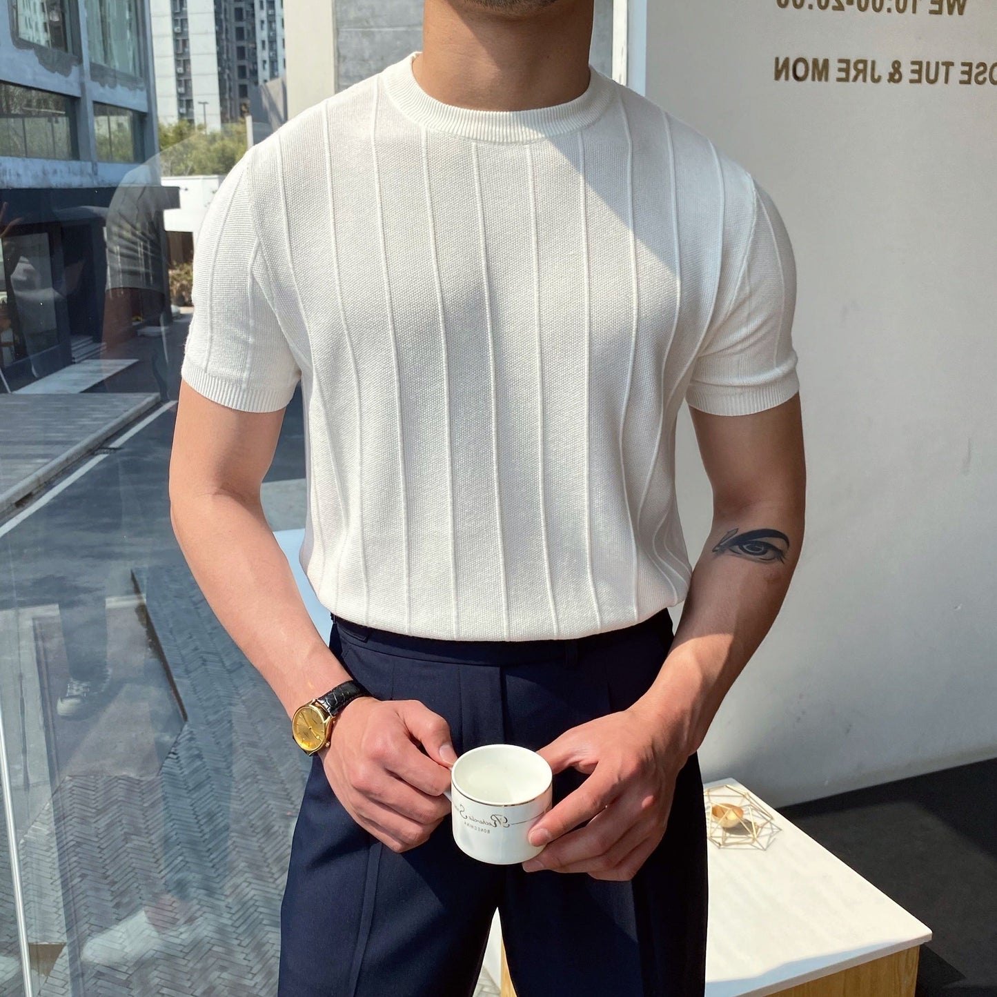 Hugo Ribbed Short Sleeve Shirt – Soft Cotton with Tailored Fit
