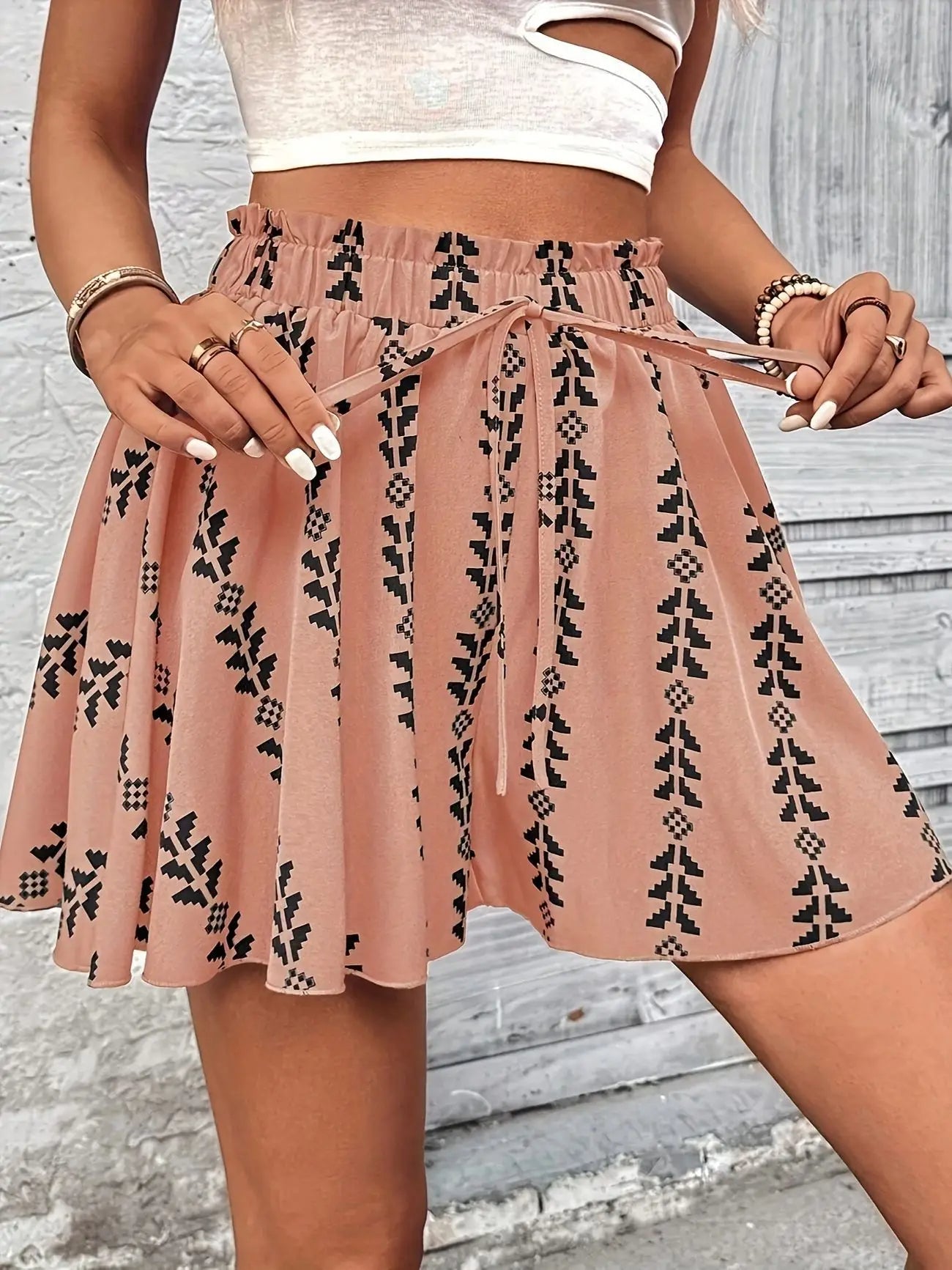 Zaira Boho Flare High-Rise Shorts – Flowy Cotton Blend Summer Shorts