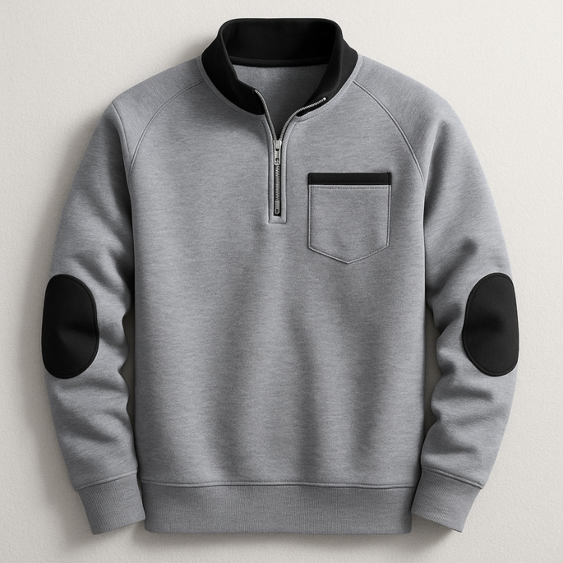 Elio Men’s Quarter-Zip Pullover – Cotton Midweight Layering Knit