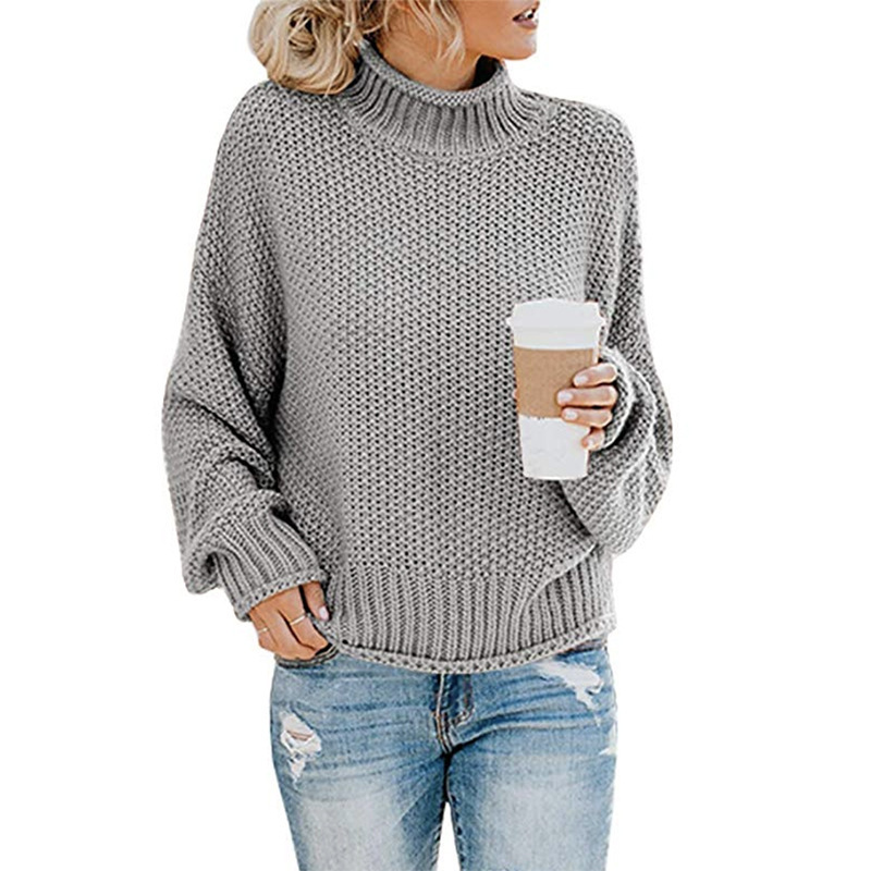 Sophie Women's Turtleneck Pullover – Chunky Knit Sweater with Relaxed Fit