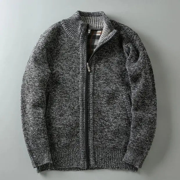 Hilton Men’s Knit Cardigan – Fleece-Lined Cotton-Blend Sweater